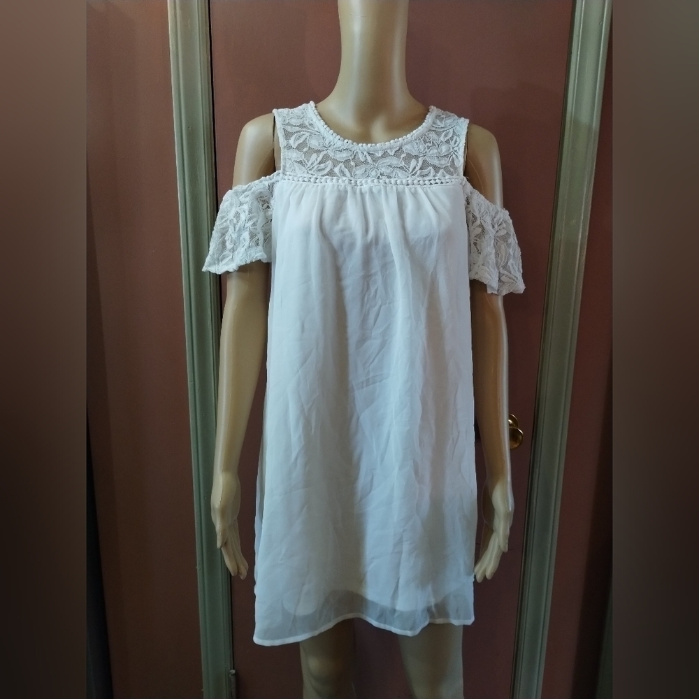 As u wish women's size small open shoulder lace blouse shirt top